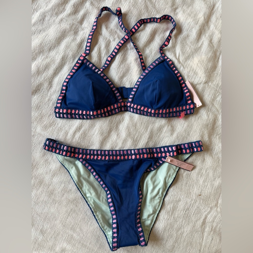 NWT VS Navy and Pink Bikini Set
